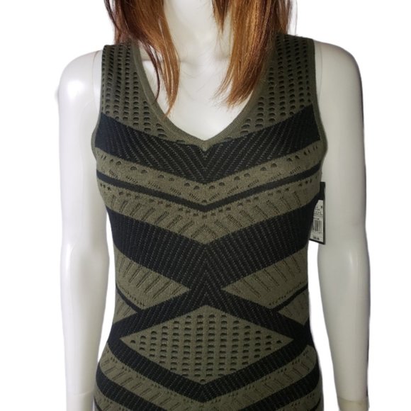 MOSSIMO SLEEVELESS SWEATER DRESS OLIVE GREEN / BLACK SIZE SMALL - Picture 3 of 9